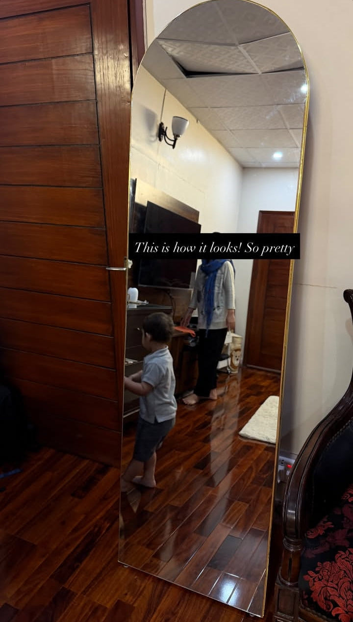 Luxury Arched Full length Mirror | 6×2 feet | Lamination | Glass | Stand