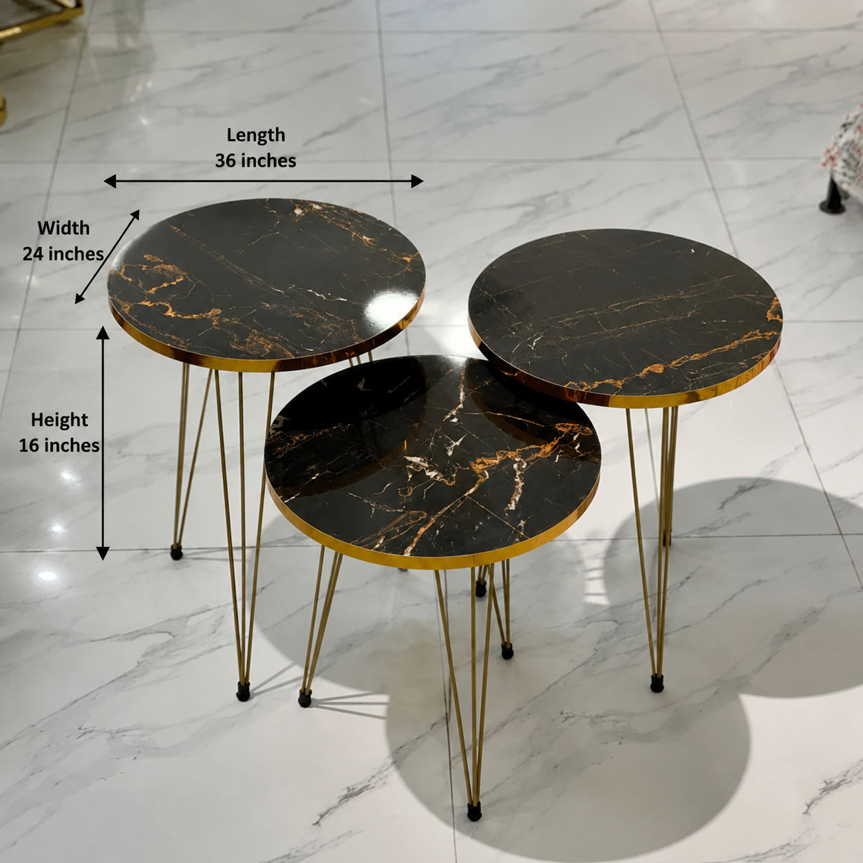 Set of 3 round tables