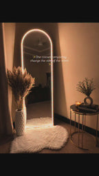 The Aurelia Arch — Full-Length LED Mirror | 6 ft × 2 ft | Golden Frame | Ambient Backlight