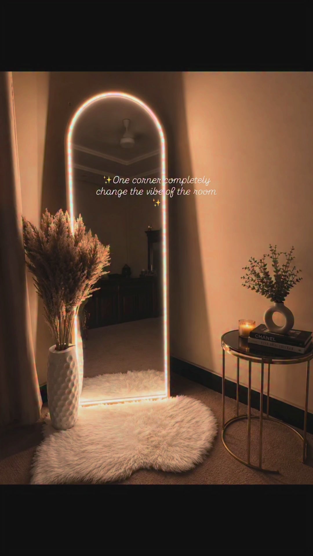 The Aurelia Arch — Full-Length LED Mirror | 6 ft × 2 ft | Golden Frame | Ambient Backlight