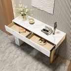 Luxe Vein Marble Console Table | High gloss | Brass Accent