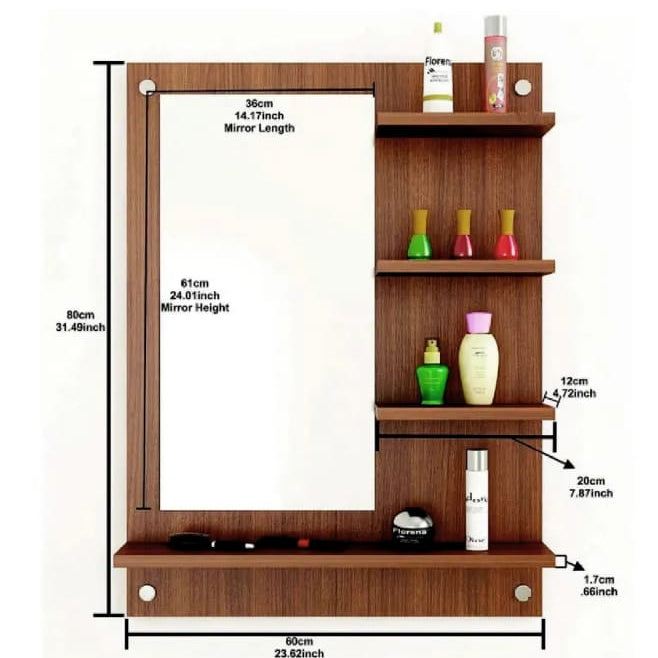Luxury Dresser | With Floating shelves| wall mounting | Clear reflection.