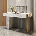 Luxe Vein Marble Console Table | High gloss | Brass Accent