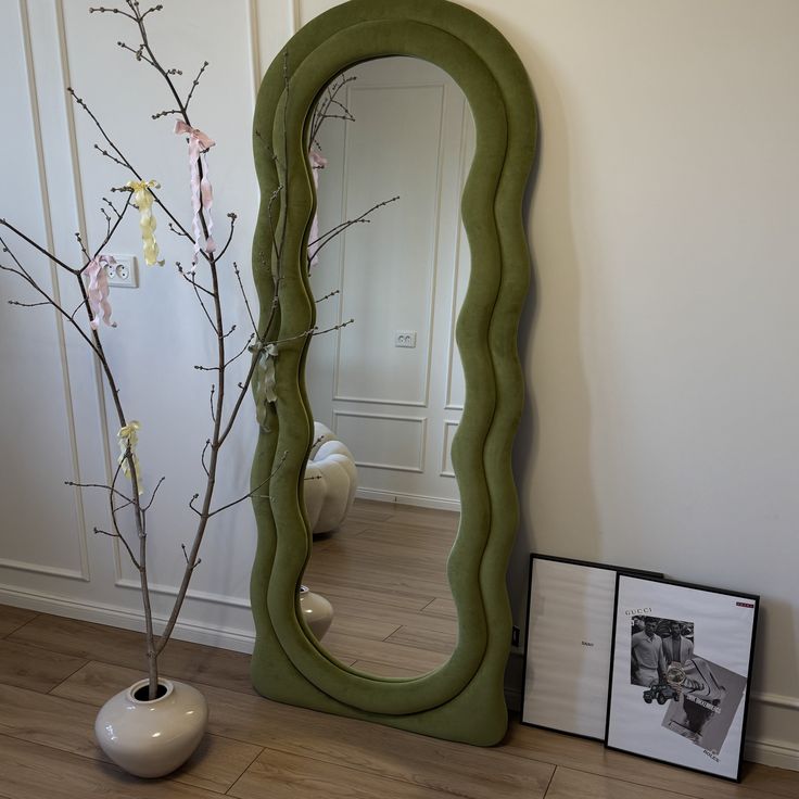 Bouclè Full length upholstery mirror |6×2.3 feet | 3 in 1 mirror | customisable