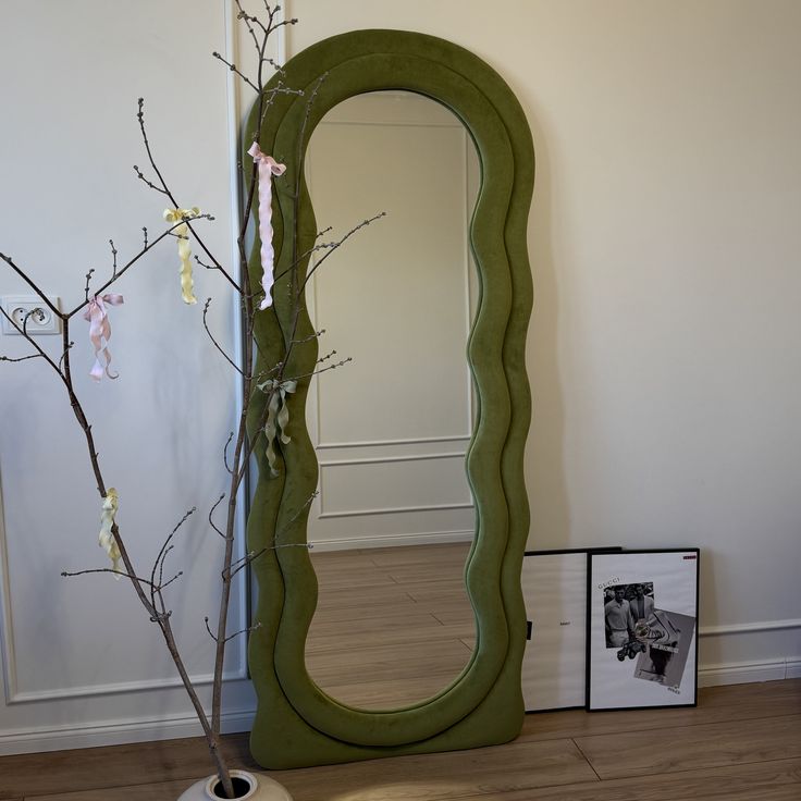 Bouclè Full length upholstery mirror |6×2.3 feet | 3 in 1 mirror | customisable