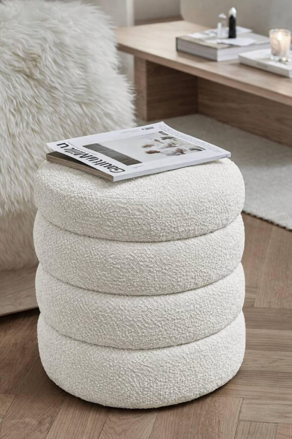 Cozy stacked round Ottoman