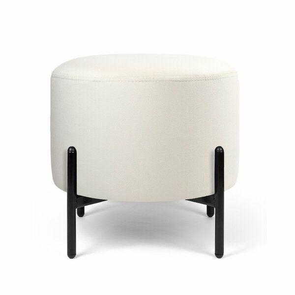 Modern round Ottoman | Metal Base | Teddy bear fabric