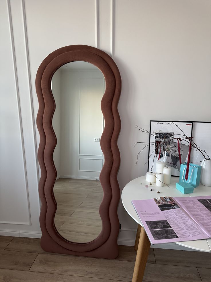 Bouclè Full length upholstery mirror |6×2.3 feet | 3 in 1 mirror | customisable