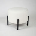 Modern round Ottoman | Metal Base | Teddy bear fabric