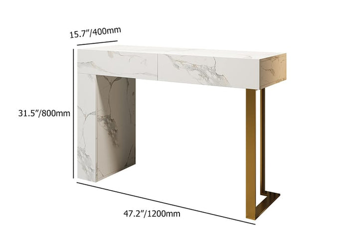 Luxe Vein Marble Console Table | High gloss | Brass Accent
