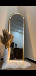 The Aurelia Arch — Full-Length LED Mirror | 6 ft × 2 ft | Golden Frame | Ambient Backlight
