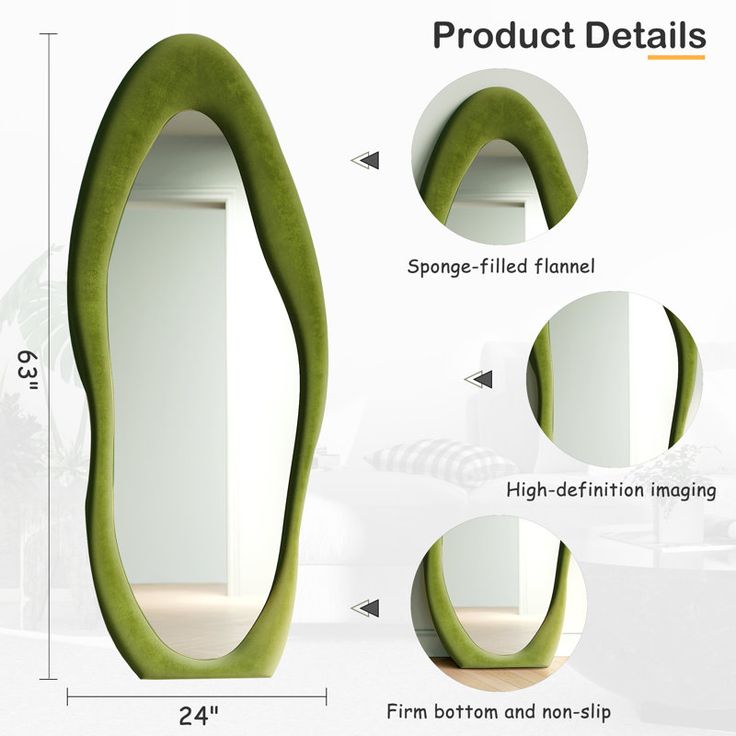 Ripple 2 Full length mirror | bouclé Fabric | 6×2.3 Feet | 3 in 1 mirror.
