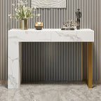 Luxe Vein Marble Console Table | High gloss | Brass Accent