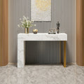 Luxe Vein Marble Console Table | High gloss | Brass Accent