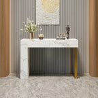 Luxe Vein Marble Console Table | High gloss | Brass Accent