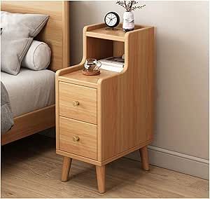Minimal Mid-Century Modern Nightstand with 2 Drawers